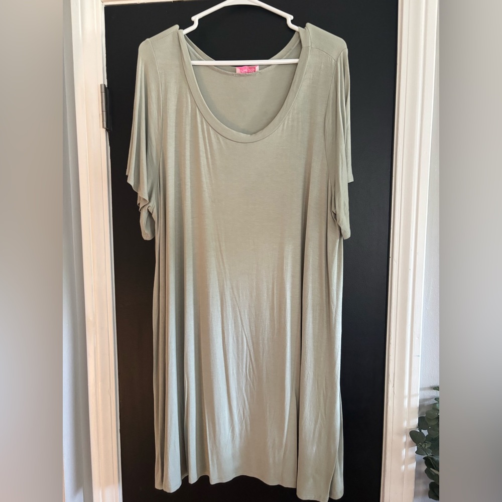 Pink Lily Sage Green Tshirt Dress